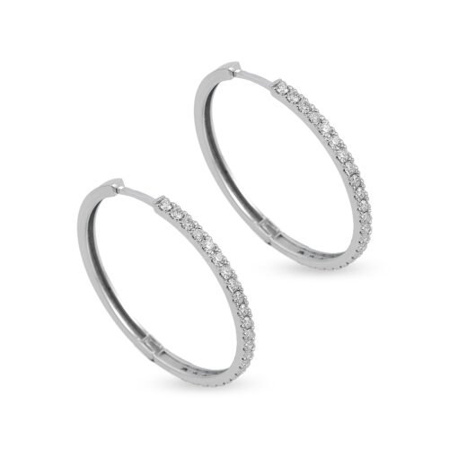 18k white gold diamond hoop earrings