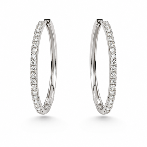 18k white gold diamond hoop earrings