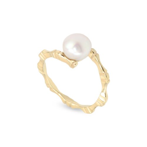 18k yellow gold freshwater pearl ring