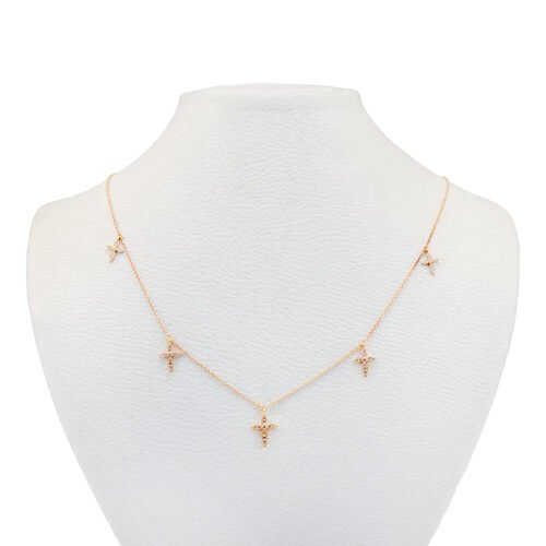 18k yellow gold diamond crosses necklace