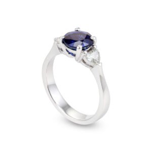 18k white gold sapphire solitaire ring