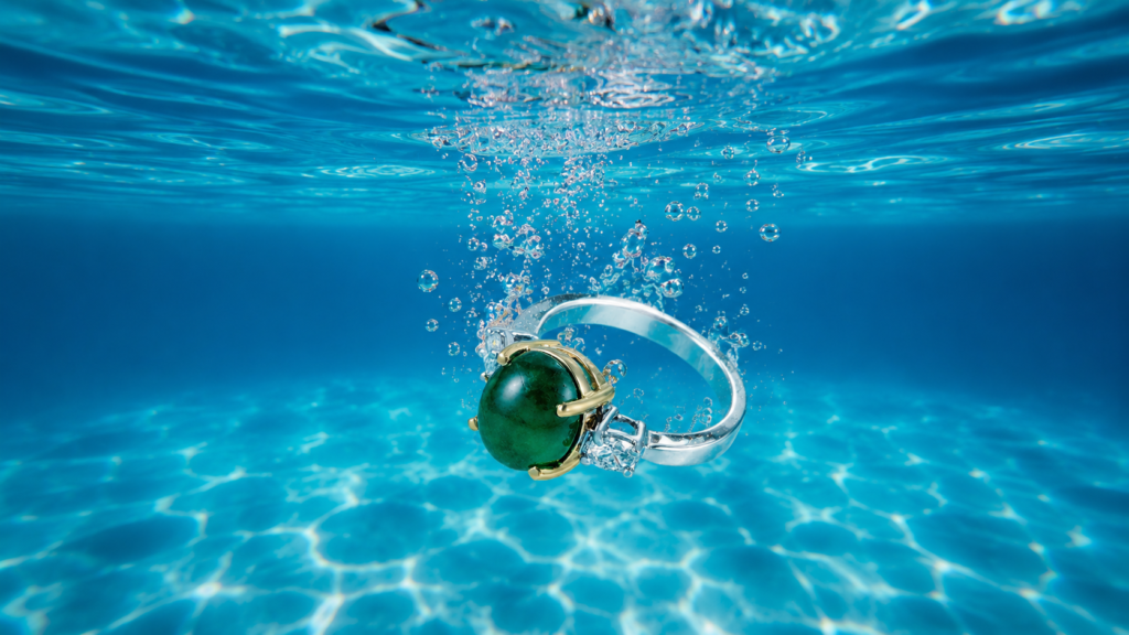 swimming with diamond rings