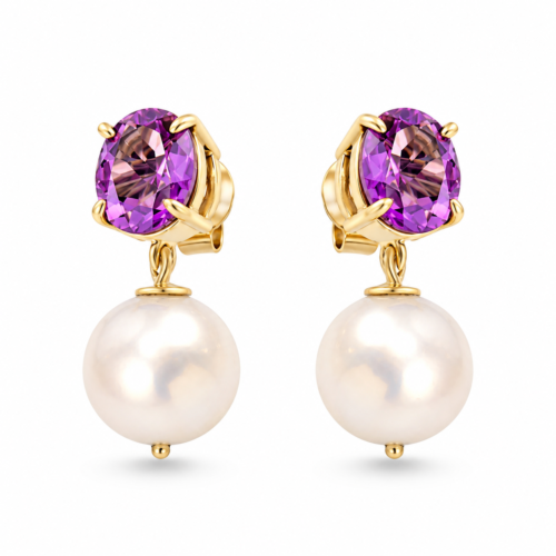 amethyst pearl earrings