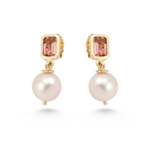 18k gold blue topaz pearl earrings