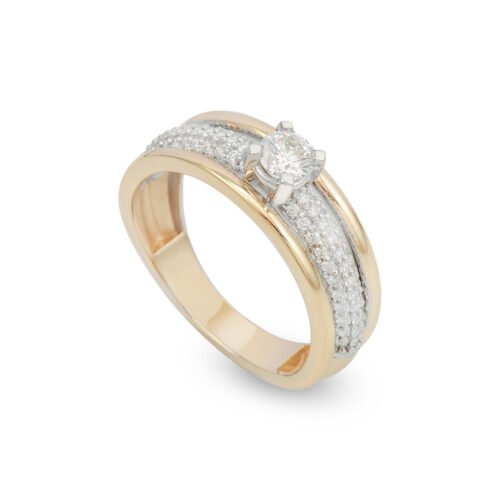 18k yellow and white gold diamond ring