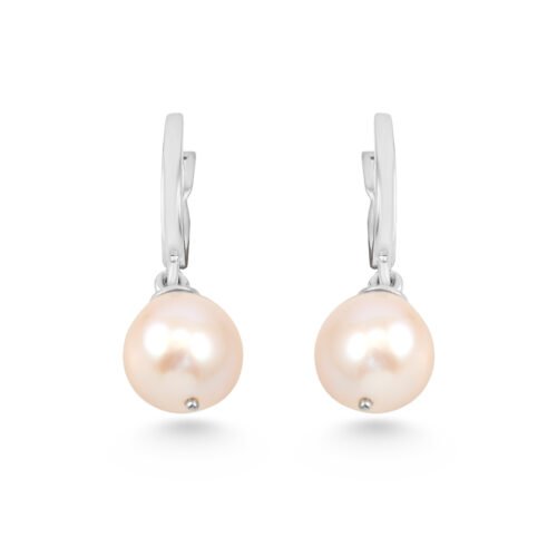 18k white gold freshwater pearl earrings
