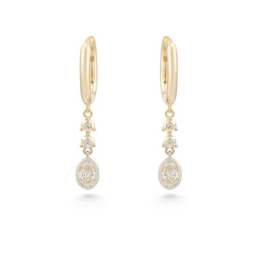 18k yellow and white gold diamond earrings