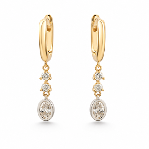 18k yellow and white gold diamond earrings