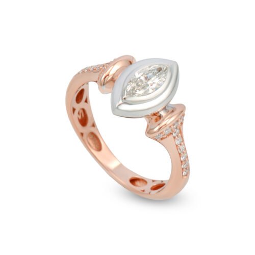 18k rose and white gold diamond ring