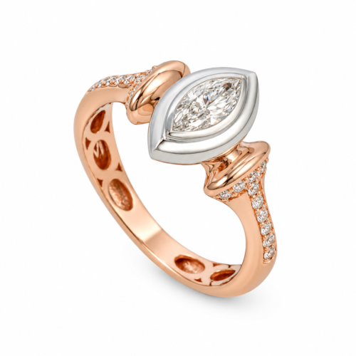 18k rose and white gold diamond ring