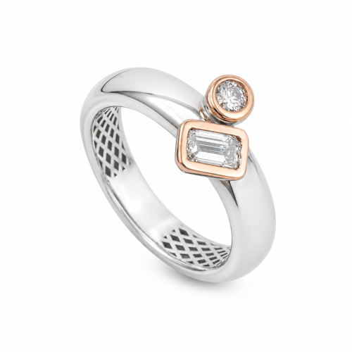 18k rose and white gold diamond ring