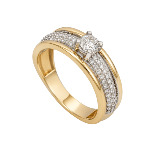 18k yellow and white gold diamond ring